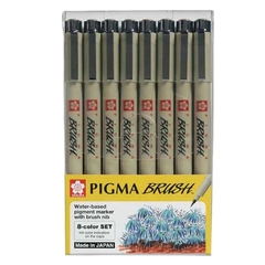 PIGMA MICRON BRUSH,SET 8 COLORES