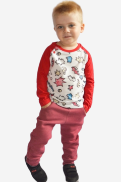 REMERA JERSEY GAMUZADO COMBINADO BB NIÑO (4253) - GRETTY STORE