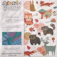 Papel para origami "Woodland" ( Tamaño 15x15 cm - pack x 20 papeles) - comprar online