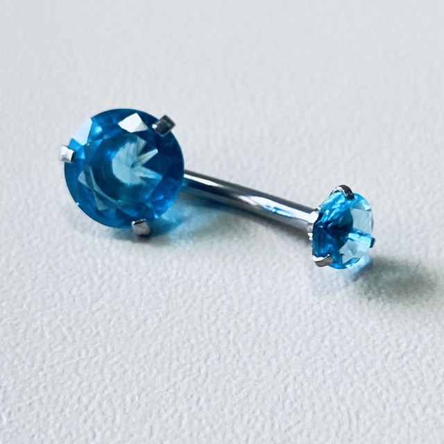 Piercing Umbigo com Pedra Redonda Azul