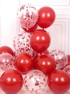 Set 5 globos Rojos y 5 cristal con confetti