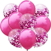 Set 5 globos Fucsia y 5 cristal con confetti