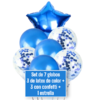 Set de 7 globos Azul con estrella