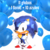 Set 11 globos 1 Sonic 65cm + 10 azules