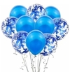 Set 5 globos Azules y 5 cristal con confetti