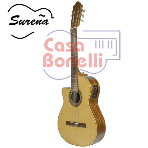 Guitarra Clasica Sureña 145 KEC Zurda con Corte y Ecualizador Artec. - casabonelli