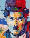 (2430) PINTURA EM TELA NUMERADA - CHARLES CHAPLIN