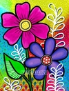 (3002) Pintura com Diamantes - Diy 5D Strass - Flores Abstratas 5 - 30x40 cm