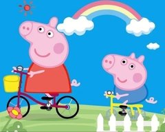 (1965) Pintura em Tela Numerada - Peppa Pig e George