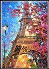 (2698) Pintura Com Diamantes - Diy 5D Strass - Torre Eiffel - 30x40 cm