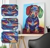 (1707) Pintura com Diamante - Cão Colorido 1 - 30x40 cm - Pedras Especiais