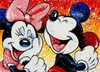 (2941) Pintura com Diamantes - Diy 5D Strass - Mickey e Minnie Retrô - 40x30 cm