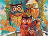 (1288) Pintura com Diamantes - Owls - 50x40 cm