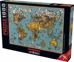 (986) Butterfly World Map; Garry Walton - 1000 peças