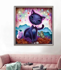 (1438) Pintura com Diamante - Black Kitty; Jeremiah Ketner - 30x30 cm - comprar online