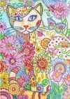 (2173) Pintura com Diamantes - Gato 3 - 30x40 cm - Pedras Especiais