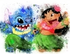 (3059) Pintura com Diamantes - Diy 5D Strass - Lilo e Stitch 2 - 40x30 cm