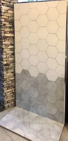 Porcelanato Acuarela Hexágonal Gris Cemento 17,5x20 Primera por caja - tienda online