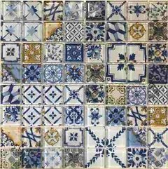 Mallas De Vidrio Acuarela Lisboa Azul 30x30 Cm Venecitas - comprar online