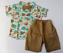 CONJUNTO SOCIAL MENINO BEBÊ ESTAMPA DINO MOD 02