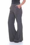 PANTALON ROLLING DE LANILLA MORLEY, PIERNA AMPLIA COLOR GRIS TOPO