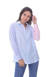 CAMISA ML CALVIN DE POPLIN RAYADO COMBINADA COLOR ROSA