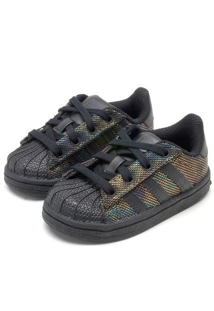 Tênis Adidas Infantil Superstar Iridescent Preto BY2186