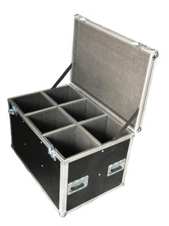 Flight case para 6 elipsoidal c rodas e suporte empilhamento