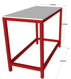 Mesa bancada industrial 120 x 60 x 90cm vermelho e branco - comprar online