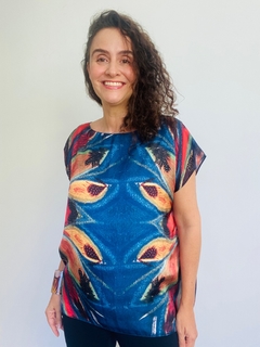 Camiseta Kaftan Cetim Plumas Mini Alessa - loja online