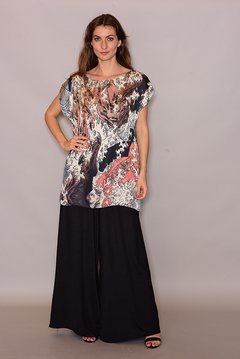 Camiseta Kaftan Cetim Ondas Oriente