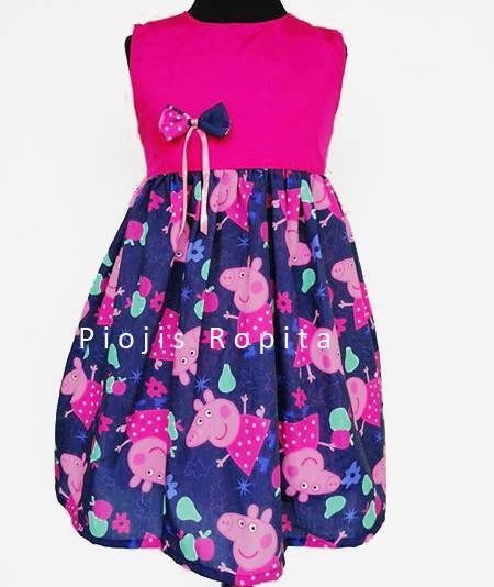 Vestido peppa pig en fucsia para fiesta cumpleaños