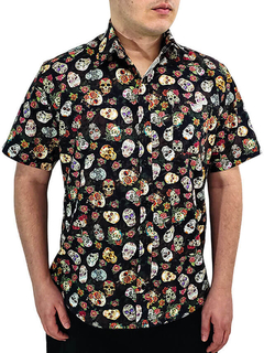 camiseta caveira mexicana masculina