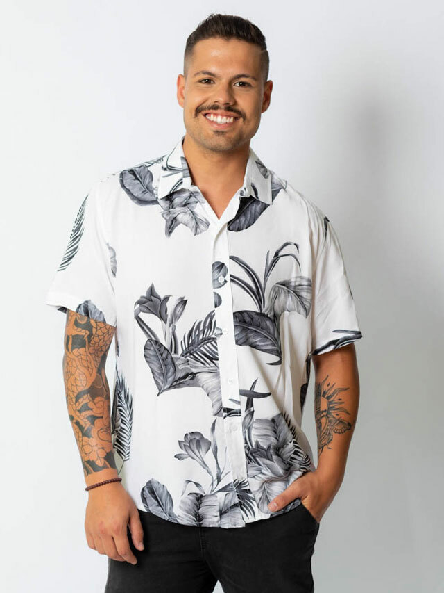 Camisa Branca Estampada Masculina - Phiphi Camisaria