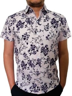 camisa floral masculina branca