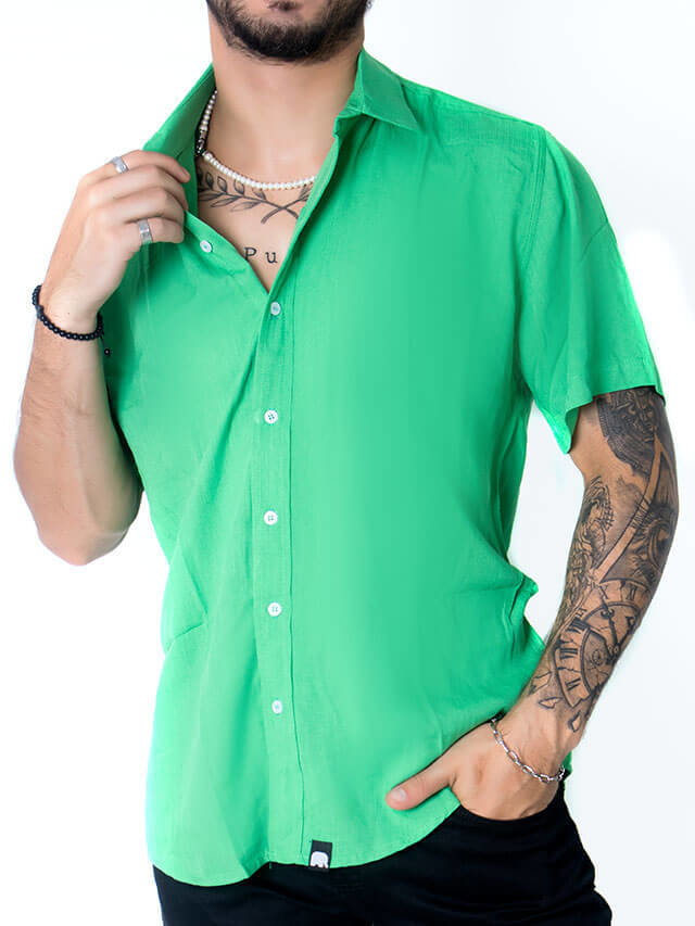 Camisa Verde Militar Masculina - Phiphi Camisaria