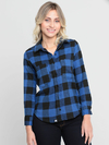 camisa xadrez feminina azul