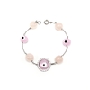 Pulseira olho grego murano quartzo rosa com safira branca