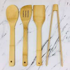 SET DE UTENSILIOS DE BAMBÚ CON BASE - comprar online