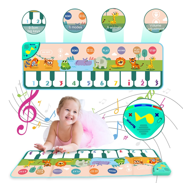 2 Pcs piano musical do bebê | jogo musical macio,dança com 8 sons  instrumentos diferentes, cobertor teclado chão música para crianças (1 a 3  anos)