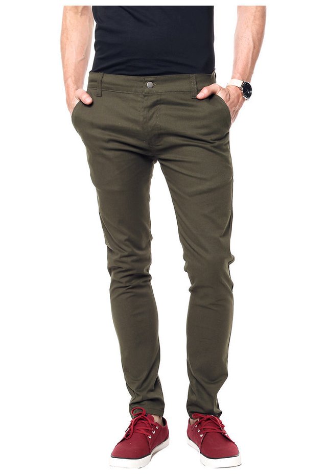 Pantalones de Gabardina Verde para Hombres