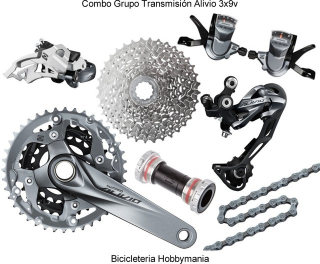 Combo Kit Grupo Transmisi n Shimano Alivio 3x9v original
