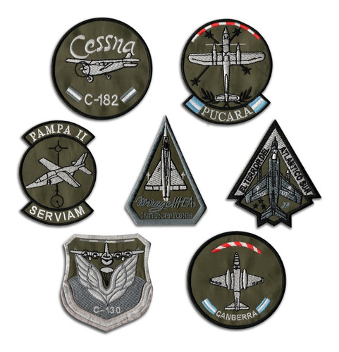 Kit Set 7 Parches Bordados Fuerza Aerea Mimeticos Malvinas