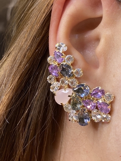 Brinco ear cuff toscana opala rosa e fume - comprar online