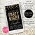 Invitación Digital Virtual cumpleaños Party Night fondo negro glitter
