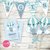 Kit imprimible personalizado elefante viajero globo aerostático cumpleaños bautismo baby shower primer año celeste verde agua varón niño bebé