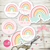 kit imprimible arcooiris nordico boho personalizado colores pastel cumpleaños fiesta decoracion deco diy rainbow party  invitacion tarjeta