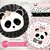 Kit imprimible personalizado panda party rosa candybar invitación digital