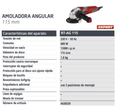Amoladora Angular Eléctrica Einhell RT-AG 115mm 600w - comprar online