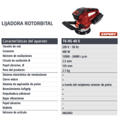 LIJADORA ROTO ORBITAL EINHELL TE-RS 40 E - Ferreteria Industrial Aguilar